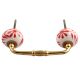 Red Leaf Floral Ceramic Bridge Handle